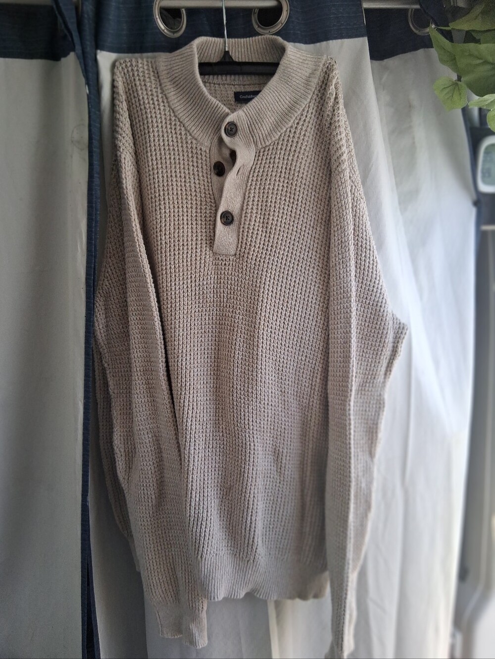 croft & barrow Beige Turtleneck Button Knit Sweater